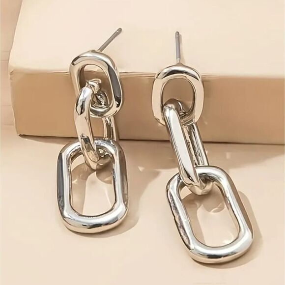 Chain Dangle Earrings Trendy Alloy Earrings with Stylish Design - Picture 2 of 5